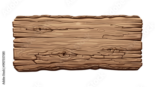 Pixelated rough wooden plank sign with visible grain and knots