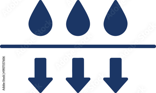 Representing water filtration or absorption process with downward arrows