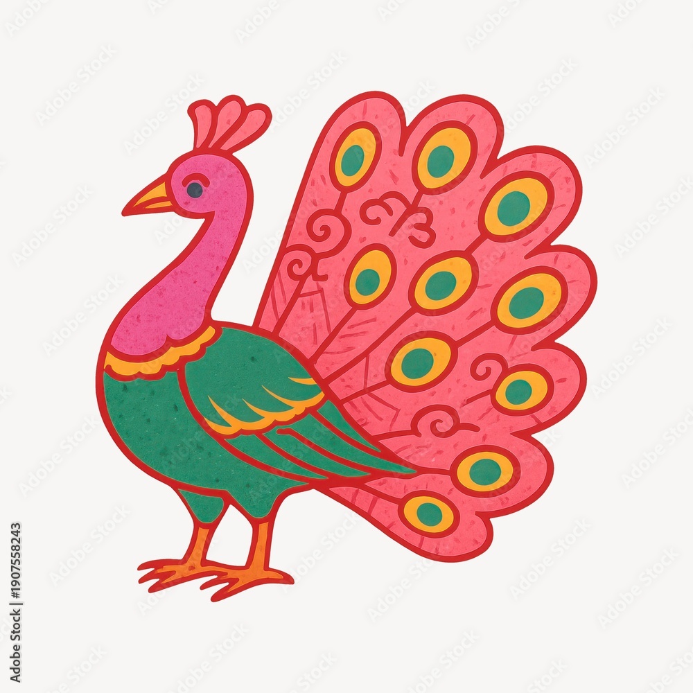 Fototapeta premium Colorful peacock illustration design.