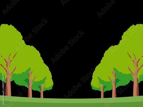 木、自然、秋、風景、背景、イラスト、樹木、植物、黄色、森、樹、