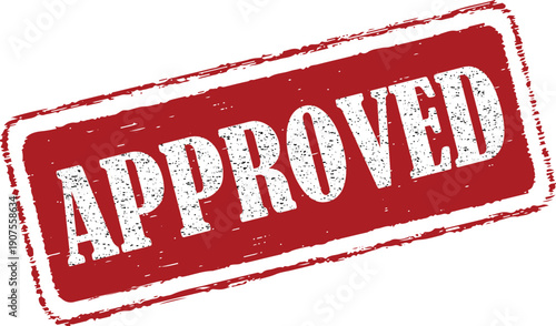 Red approved stamp on white background for official validation