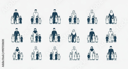 Diverse group of people standing together in a grid pattern.