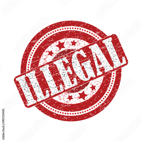 Red illegal stamp with white text on circular background