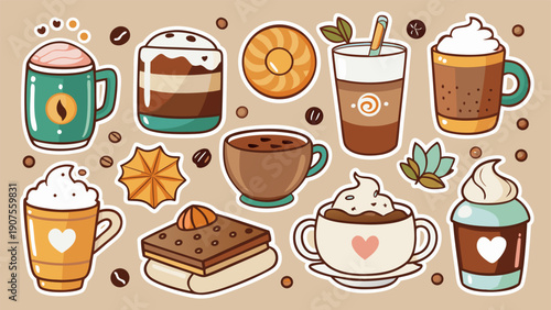 Watercolor illustration of a ceramic coffee cup with steam, isolated on white background..eps