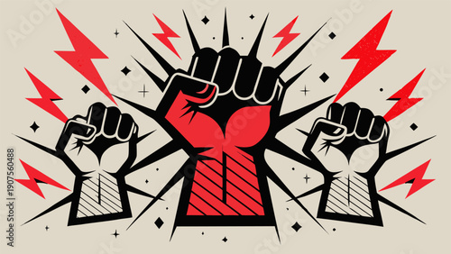 Raised Clenched Fist Silhouette for Protest, Social Justice, and Activism.eps