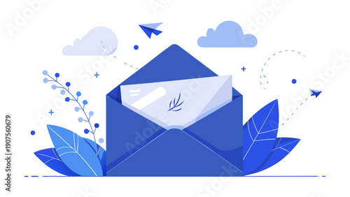 Minimalist thank you note set with paper airplanes and envelopes.eps