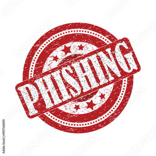Red phishing stamp with white text on circular background