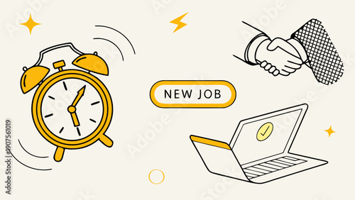 Career development digital collage with human resources symbols.eps