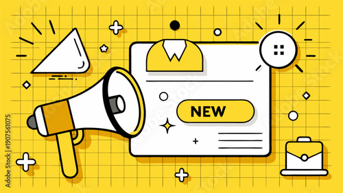 Job recruitment concept with bullhorn and hiring announcement message.eps