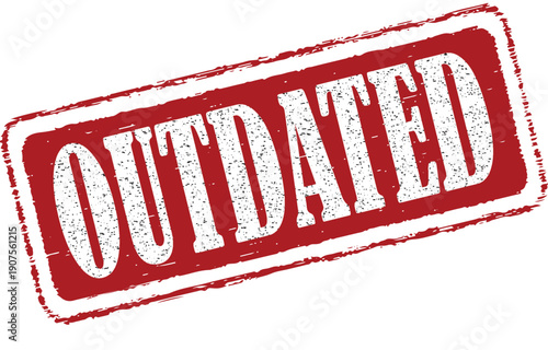 Vintage red stamp with the word Outdated in white