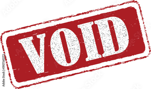 Red void stamp on white background with distressed texture