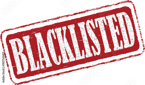 Blacklisted stamp with red background and white text