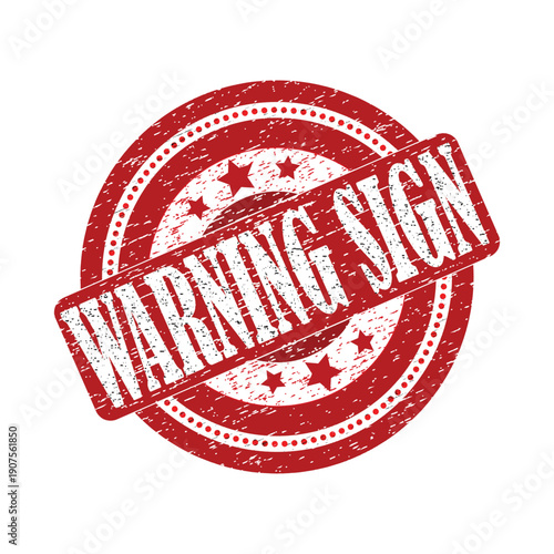 Vibrant red warning sign stamp for caution and alertness