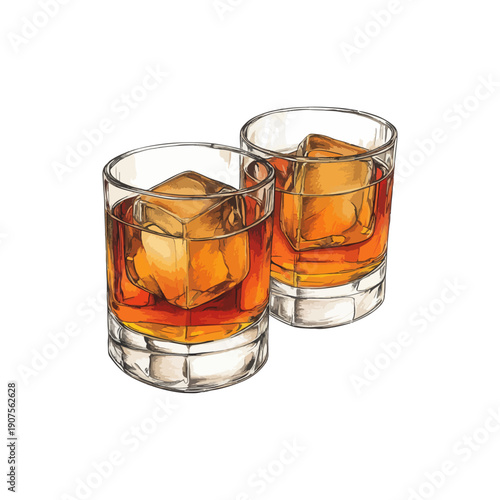 whiskey glasses hand drawn vector illustration