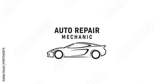 Auto Repair Mechanic Service Logo with Car Silhouette.