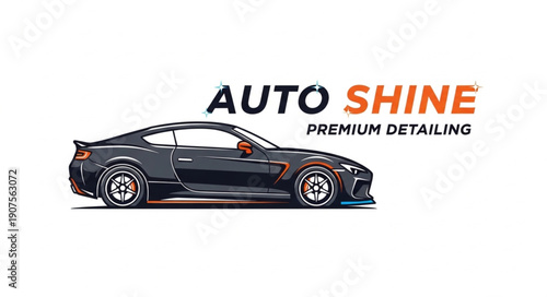 Auto Shine Premium Detailing Sports Car Logo.