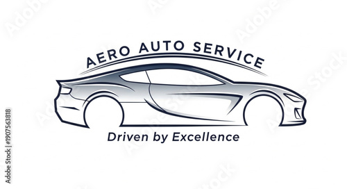 Aero Auto Service Logo with Car Silhouette.