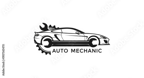 Auto Mechanic Logo Design Illustration.