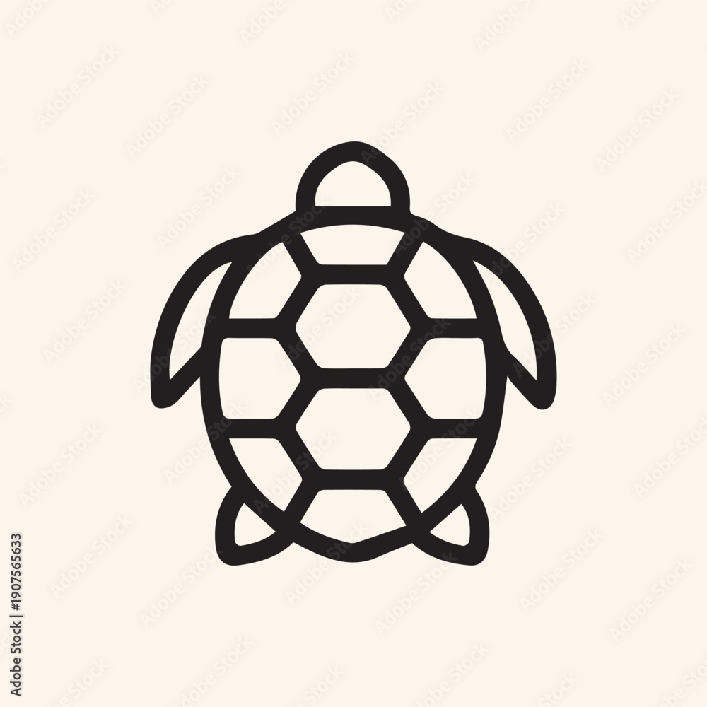 Fototapeta premium Minimalist Black Turtle Line Art Icon On A Simple Background