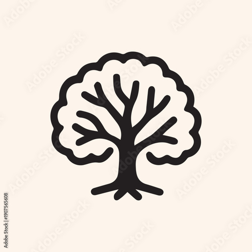 Minimalist Black Tree Icon Simple Vector Graphic of Nature Growth
