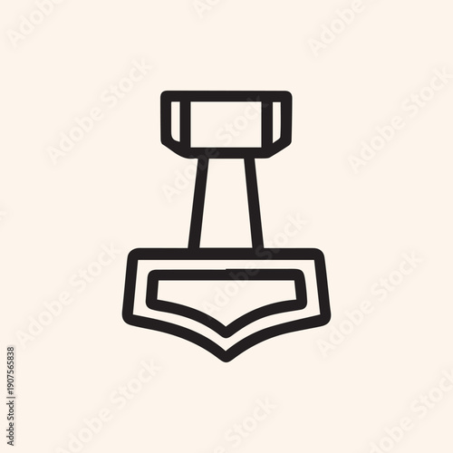 Minimalist Line Icon of Mj??lnir Thors Mighty Hammer Symbol Design