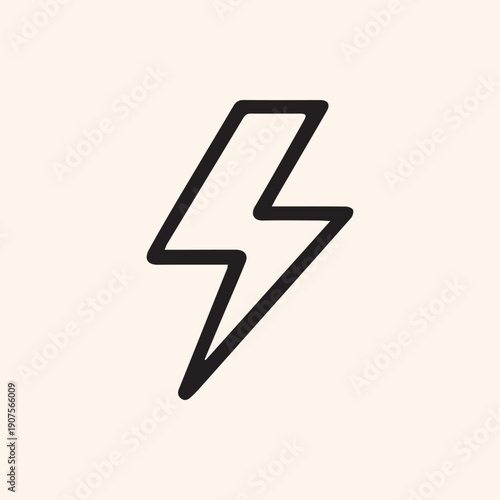 Modern Minimalist Black Outline Lightning Bolt Symbol Vector Graphic