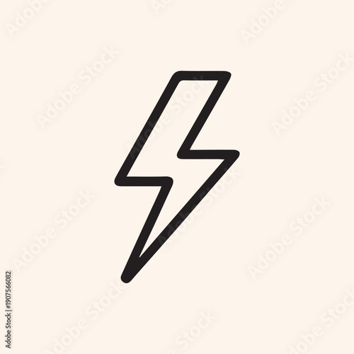 Minimalist Hand Drawn Lightning Bolt Icon For Power And Energy Symbol