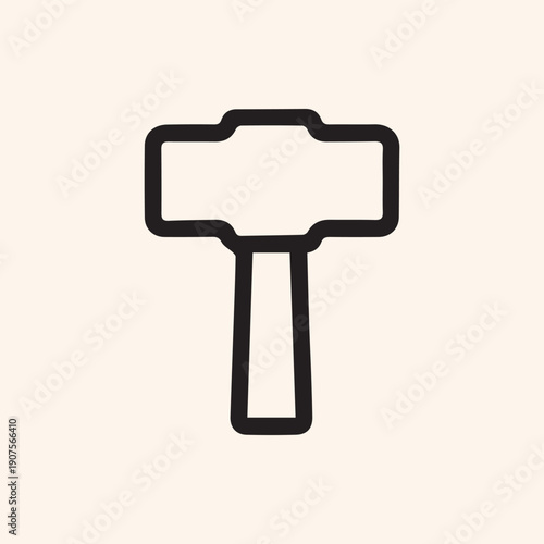 Minimalist Sledgehammer Icon Black Outline on a Light Background