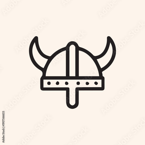 Minimalist Black Viking Helmet Icon With Horns A Clean Vector Design