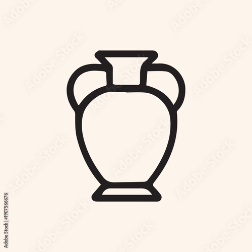 Minimalist Black Outline Icon of a Championship Trophy or Vase