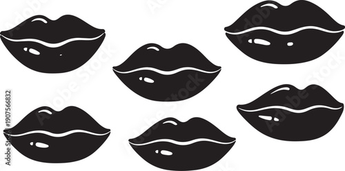 Black and white illustration of various lip shapes