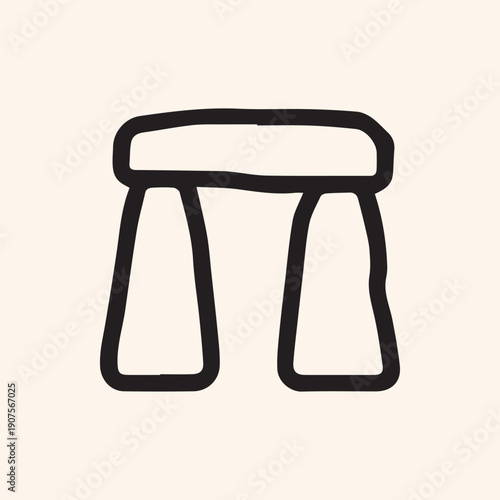Minimalist Hand Drawn Stonehenge Trilithon Icon Vector Illustration