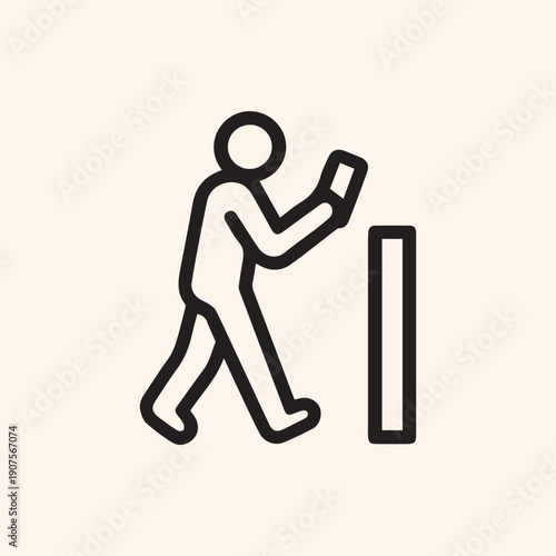 Vector Icon Of A Person Using A Keycard For Security Gate Access