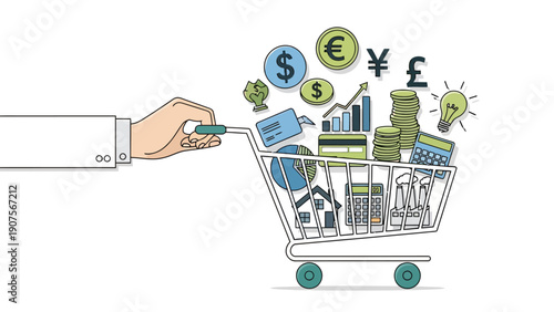 Shopping Cart with Money.
