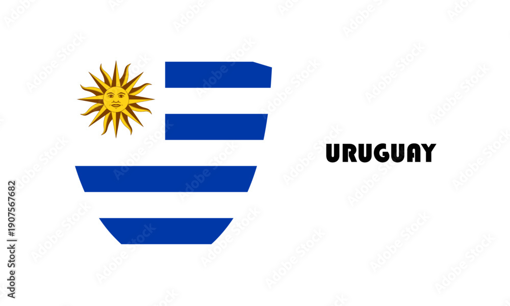 Fototapeta premium Uruguay flag in shield shape with high quality