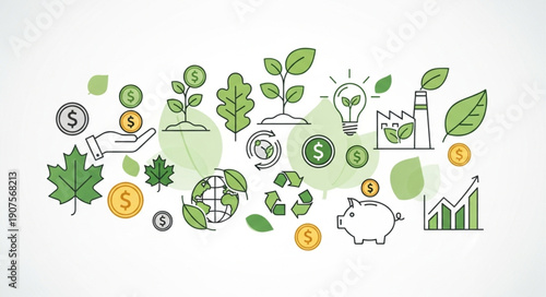 Eco friendly business growth and investment concept illustration.