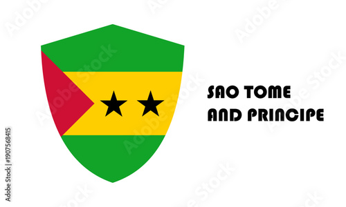 Sao Tome and Principe flag in shield shape with high quality