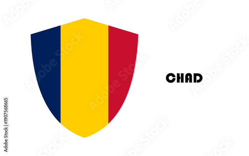 Free Download Chad flag in shield shape with high quality - GFXLoad