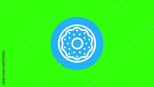 Animated Donut with Polka Dot Sprinkles Pattern Loop Video on Green Screen, Sweet Food Geometric Circle, Motion Graphic, Snack, Bakery, Dessert