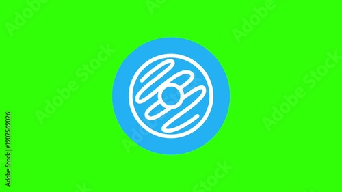 Animated Donut with White Wavy Lines Pattern Loop on Green Screen, Abstract Geometric Circle Motion Graphic, Chroma Key, Liquid, Flow, River, Curvy, Ripple