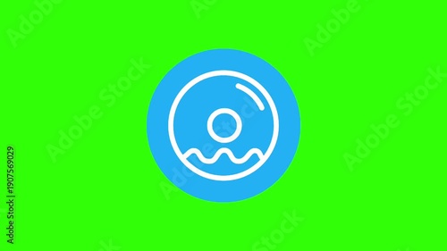 Animated Donut with White Wavy Lines Pattern Loop on Green Screen, Abstract Geometric Circle, Motion Graphic, Liquid, River, Flow, Creative Overlay