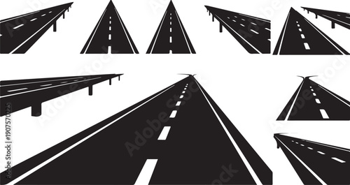 Multiple Perspectives of a Highway Roadway System Illustration
