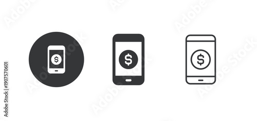Mobile banking icon. Multi series icon. Perfect pixel isolated on white background. Vector illustration