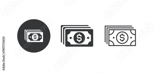 Money icon. Multi series icon. Perfect pixel isolated on white background. Vector illustration
