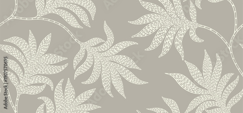 Abstract floral palm leaves seamless pattern. 