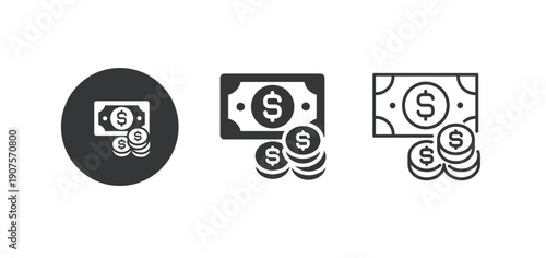 Money icon. Multi series icon. Perfect pixel isolated on white background. Vector illustration
