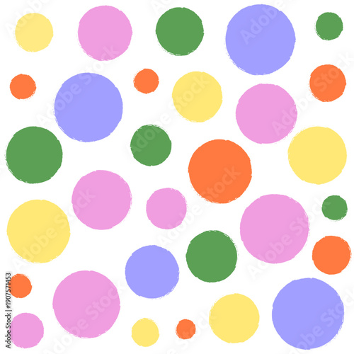 Seamless cute colorful confetti dots pattern. Vector illustrator background for festive polka design. Simple childish party backdrop.