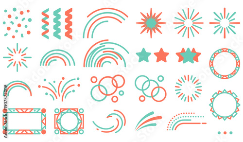 Colorful geometric and abstract decorative elements collection