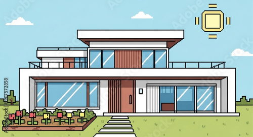 Modern Smart Home Technology Futuristic Architecture.