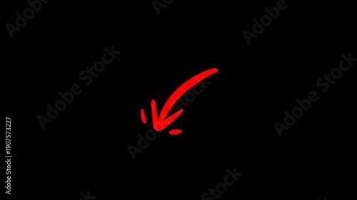 Bold red arrow pointing down on black background for video editing.